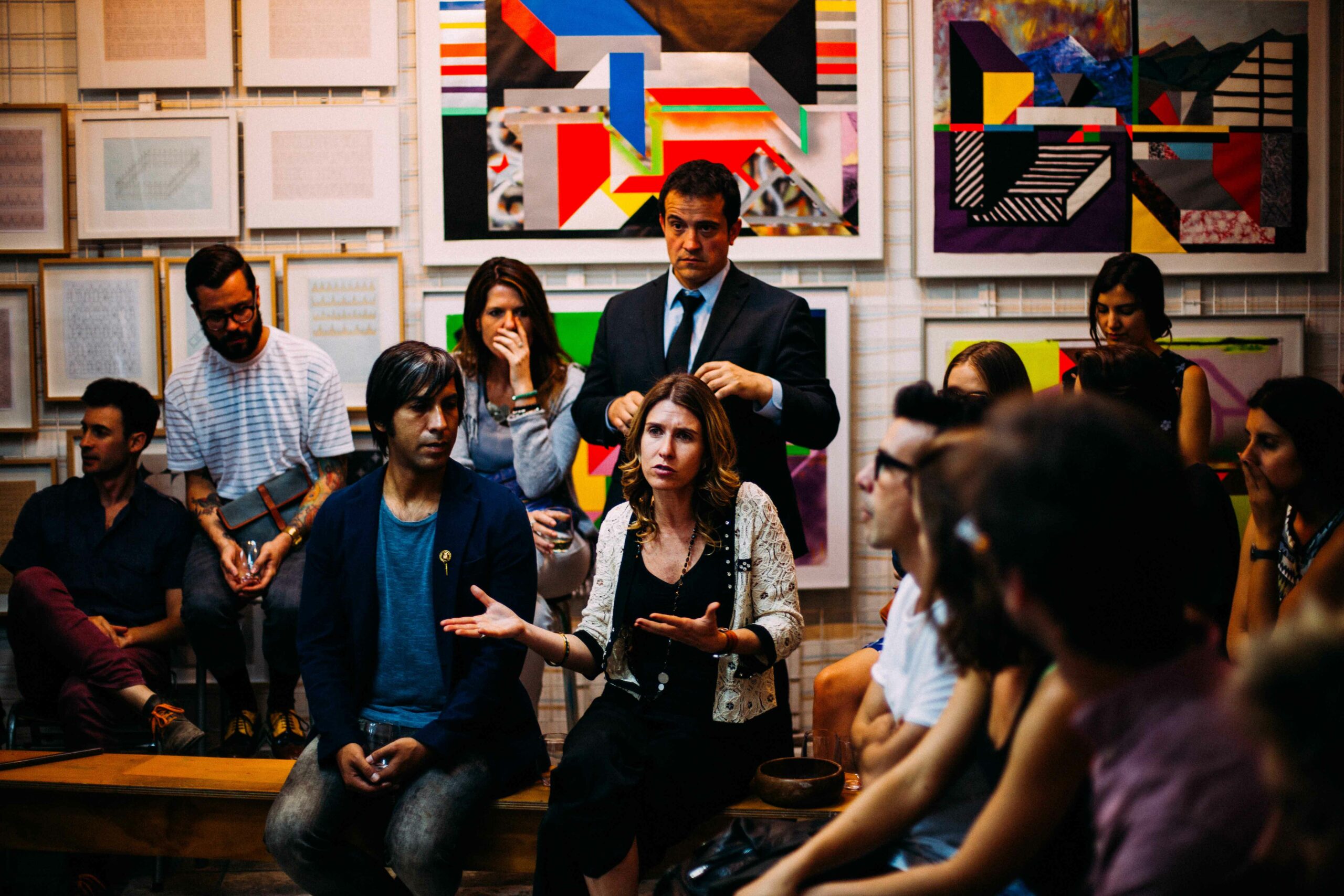 stock image of people at a conference